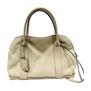 Coach Cream Bleecker Medium Buffalo Pebbled Leather Satchel Tote Shoulder Bag